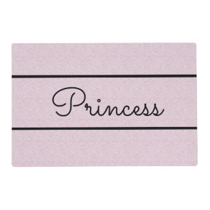 Chic Pink Glitter Customized Cat Food Mat