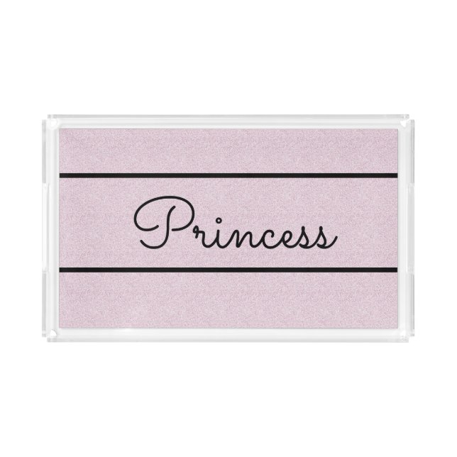 Chic Pink Glitter Customized Cat Food Tray (Front)