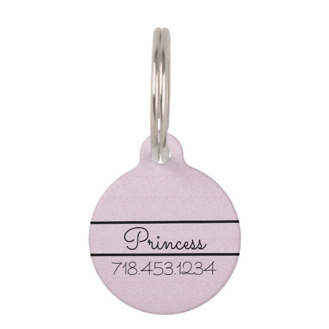 Chic Pink Glitter Customized Cat Pet ID Tag