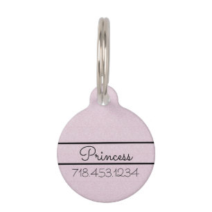 Chic Pink Glitter Customized Cat Pet ID Tag