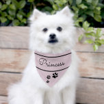 Chic Pink Glitter Customized Pet Dog Bandana Collar<br><div class="desc">This simple yet chic design features a faux pink glitter background with a simple black border and black paw prints at the bottom. Customize this popular font with the name of your choice.</div>