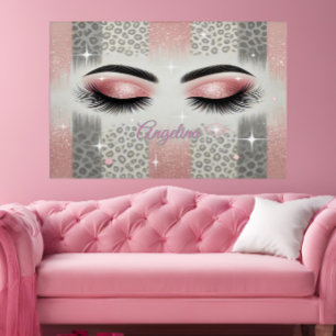 Chic Pink Glitter Eyelashes  Acrylic Print