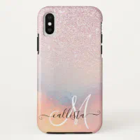 Chic Pink Glitter Iridescent Holographic Gradient Case-Mate iPhone Case