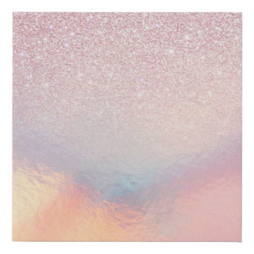 Chic Pink Glitter Iridescent Holographic Gradient Faux Canvas Print