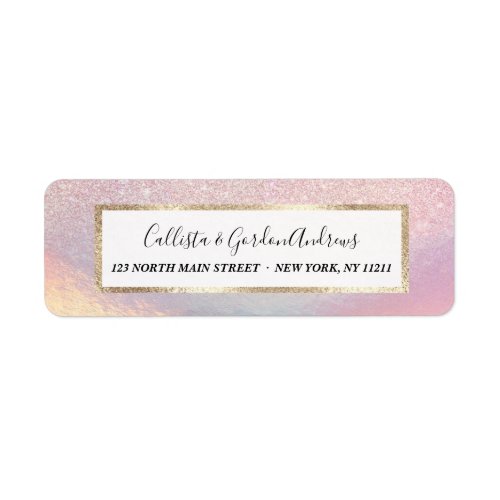 Chic Pink Glitter Iridescent Holographic Gradient Label
