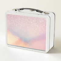 Modern Chic White Gold Foil Marble Pattern Metal Lunch Box