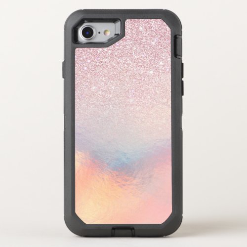 Chic Pink Glitter Iridescent Holographic Gradient OtterBox Defender iPhone SE87 Case