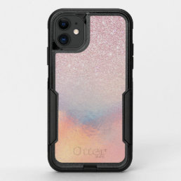 Chic Pink Glitter Iridescent Holographic Gradient OtterBox Commuter iPhone 11 Case