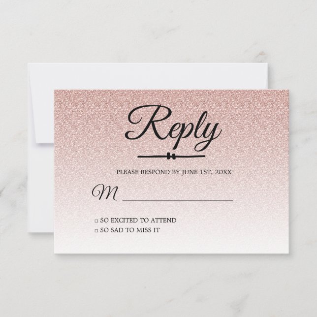 Chic Pink Glitter Ombre Sweet 16 RSVP Invitation (Front)