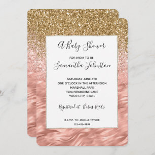 Chic Pink Glitz Zebra Print Baby Shower Invitation