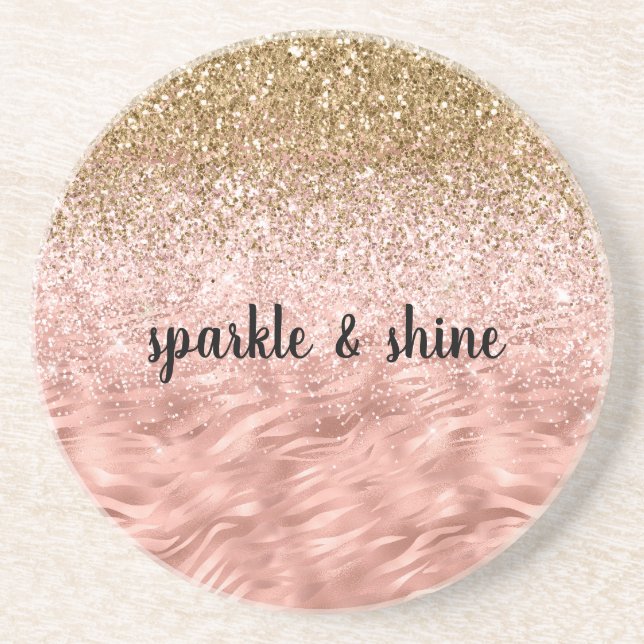 Chic Pink Glitz Zebra Print Coaster (Front)