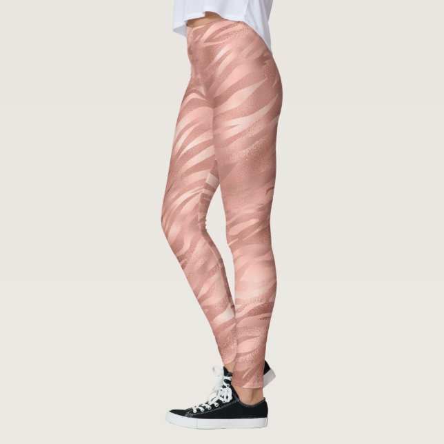 Chic Pink Glitz Zebra Print Leggings (Left)
