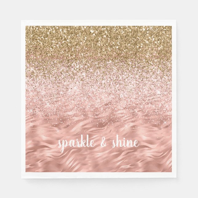 Chic Pink Glitz Zebra Print Napkins (Front)