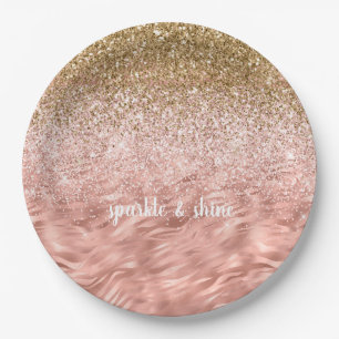 Chic Pink Glitz Zebra Print Paper Plates