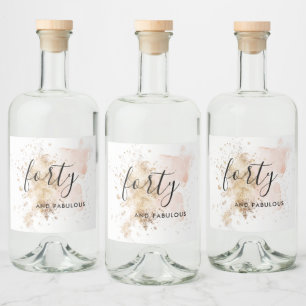 Chic Pink & Gold 40th Birthday  Liquor Bottle Label