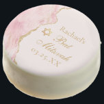 Chic Pink Gold Agate Bat Mitzvah Party Custom Chocolate Covered Oreo<br><div class="desc">Chic pink and gold agate decorates the side of these beautiful,  girly Bat Mitzvah party chocolate covered Oreos. Your daughter's name is written in beautiful formal script under the Star of David. Pretty dessert for a modern Jewish family celebrating a girl being called to the Torah.</div>