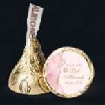 Chic Pink Gold Agate Bat Mitzvah Party Custom Hershey®'s Kisses®<br><div class="desc">Chic pink and gold agate decorates the side of these beautiful,  girly Bat Mitzvah party Hershey's Kisses. Your daughter's name is written in beautiful formal script under the Star of David. Pretty candy favors for a modern Jewish family celebrating a girl being called to the Torah.</div>