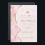 Chic Pink Gold Agate Bat Mitzvah Party Custom Magnetic Invitation<br><div class="desc">Chic pink and gold agate decorates the side of this beautiful,  feminine Bat Mitzvah ceremony and magnetic party invitation. Your daughter's name is written in beautiful formal script under the Star of David. Perfect for a stylish Jewish family celebrating a girl being called to the Torah.</div>