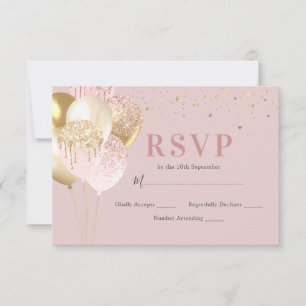 Chic Pink & Gold Birthday Party  RSVP Card