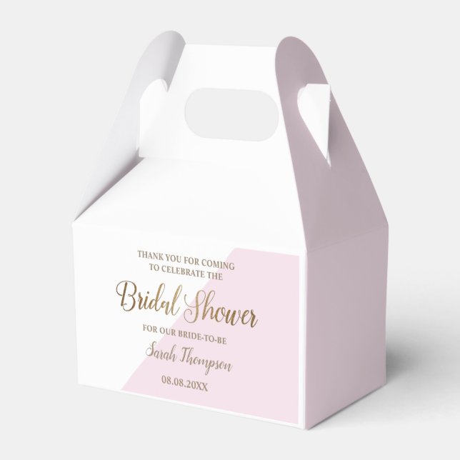 Chic Pink Gold Bridal Shower Script Custom Favor Boxes (Back Side)