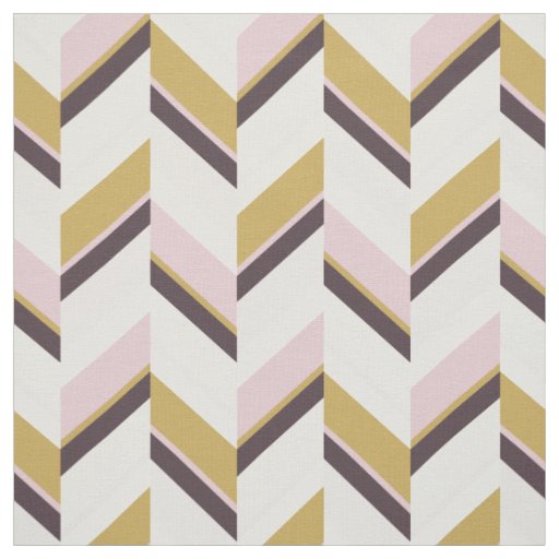 Chic pink gold brown geometric chevron pattern fabric