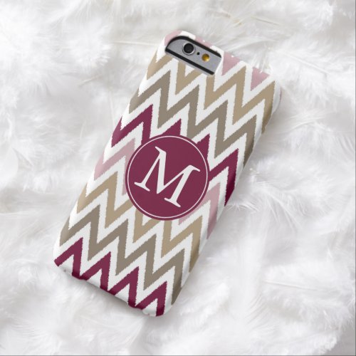 Chic Pink Gold Chevron Monogram Barely There iPhone 6 Case
