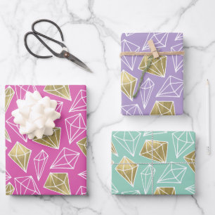 Chic Pink Gold Diamonds Birthday Wrapping Paper Sheets