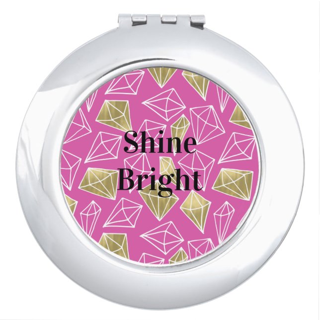 Chic Pink Gold Diamonds  Compact Mirror (Front)