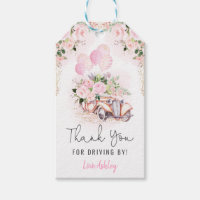 Chic Pink Gold Drive By Thank You Favor Quarantine Gift Tags