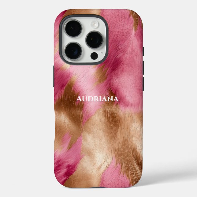 Chic Pink Gold Faux Fur Case-Mate iPhone Case (Back)