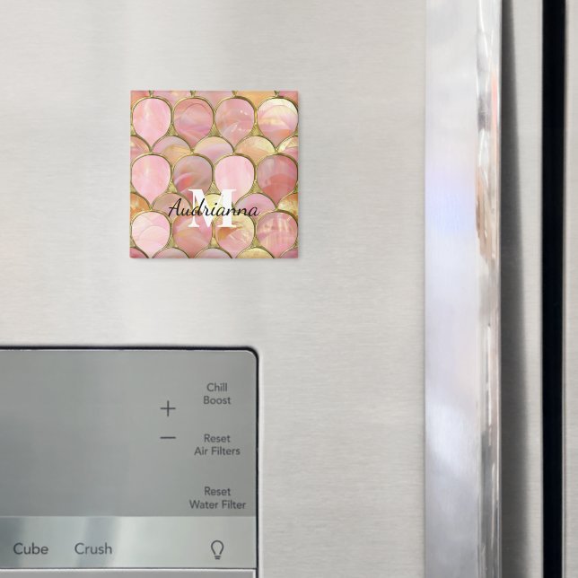 Chic Pink Gold Glam Circles Magnet (In Situ (Fridge))
