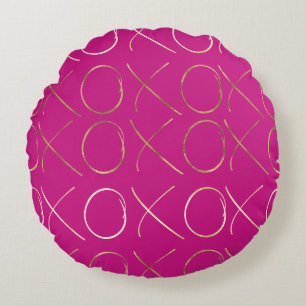 Chic PInk Gold Glam XOXO Round Pillow
