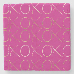 Chic Pink Gold Glam XOXO Stone Coaster