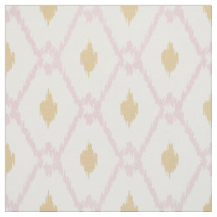 Chic pink gold ikat tribal diamond pattern fabric