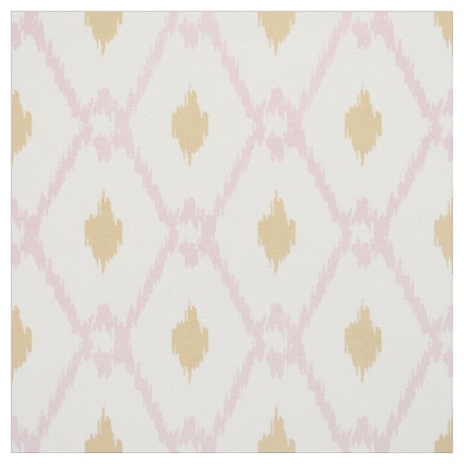 Chic pink gold ikat tribal diamond pattern fabric