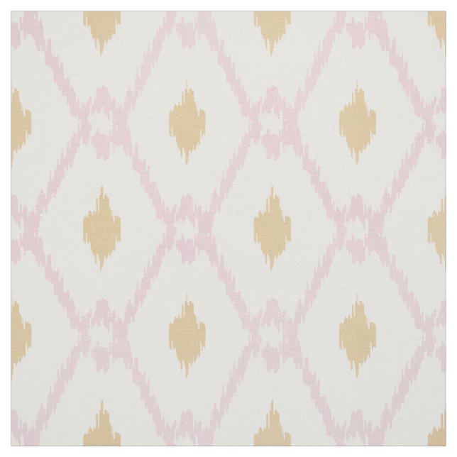 Chic pink gold ikat tribal diamond pattern fabric (Swatch)