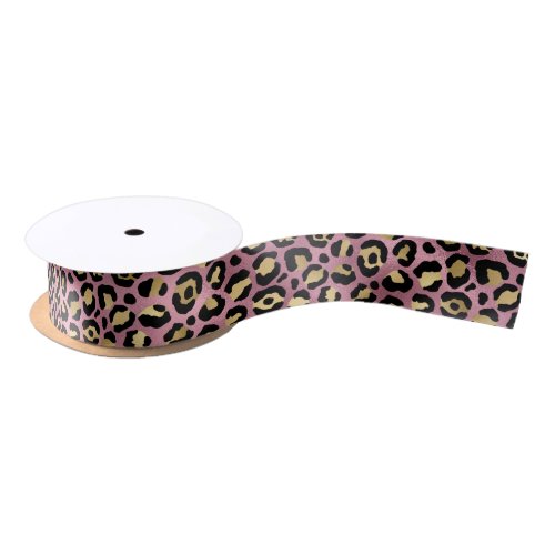 Chic Pink Gold Leopard Pattern Baby Shower Gift Satin Ribbon
