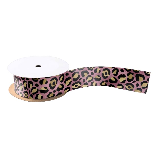 Chic Pink Gold Leopard Pattern Baby Shower Gift Satin Ribbon (Spool)
