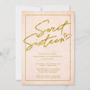 Chic Pink & Gold Leopard Sweet 16 Party Invitation