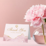 Chic Pink Gold Personalized Bat Mitzvah Thank You Card<br><div class="desc">Chic pink and gold agate decorates the side of this modern Bat Mitzvah thank you card. Mazel Tov! Customize with your name under the Star of David. Perfect pretty cards for a chic,  stylish Jewish family celebrating a girl being called to the Torah.</div>