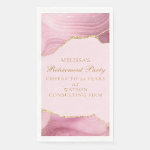 Chic Pink Gold Retirement Party Personalized Paper Guest Towels