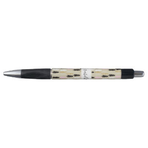 Chic Pink & Gold Three Pattern Monogram Pen