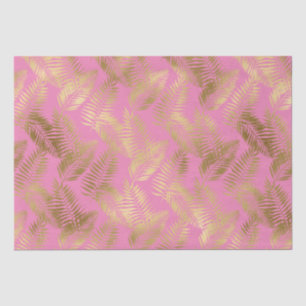 Chic Pink Gold Tropical Leaves Tissue Paper