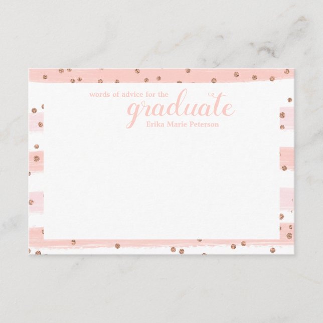 Chic Pink & Gold Words of Advice Graduation Cards (Front)