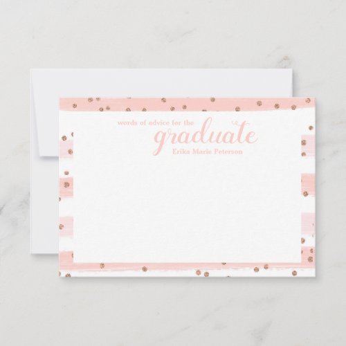 Chic Pink  Gold Words of Advice Graduation Cards