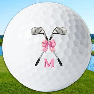Chic Pink Golf Clubs & Bow Personalized Monogram  Balls
