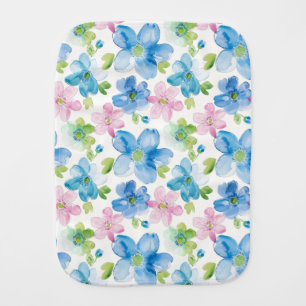 Chic Pink Green Blue Floral Baby Burp Cloth