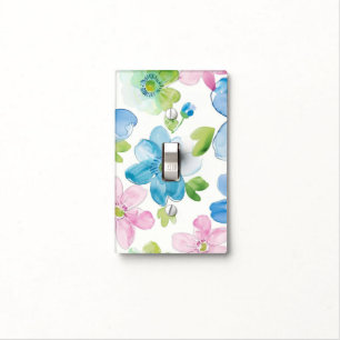 Chic Pink Green Blue Floral Light Switch Cover