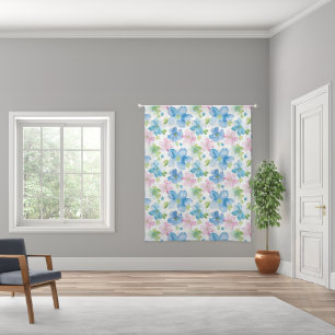 Chic Pink Green Blue Floral Sheer Curtains