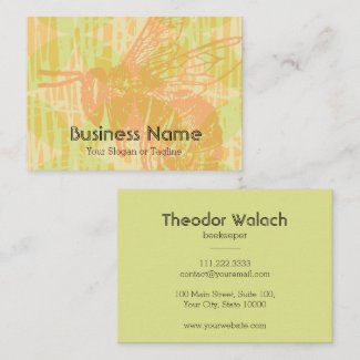 Chic Pink Green Gold Bee Professional Business Card